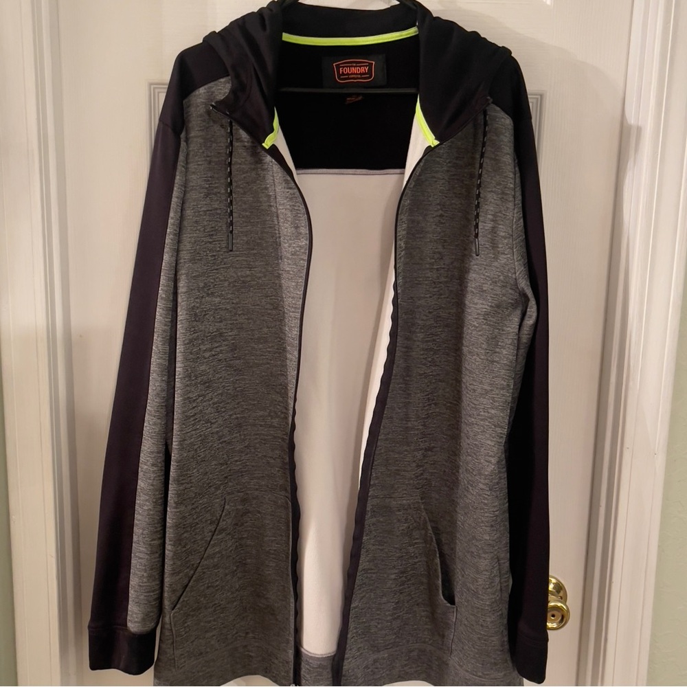 Foundry Supply Co. Gray and Black Men's Zip-up Hooded Jacket Big and Tall XLT